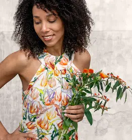 Viscose linnen kleurrijke tulpen naturel - My Image