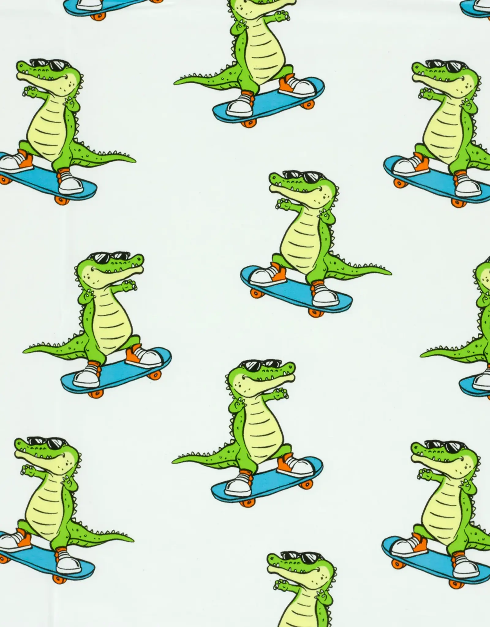 Katoenjersey skating croco krokodil wit