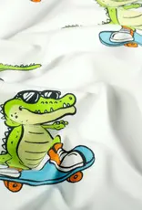 Katoenjersey skating croco krokodil wit