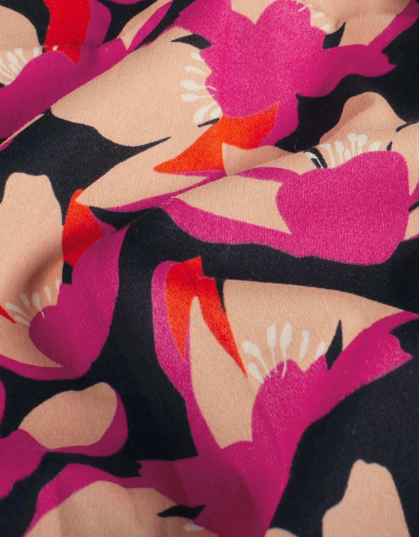 Stretchkatoen fuchsia gebloemd marine