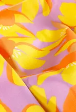 Stretchkatoen oranje gebloemd lila