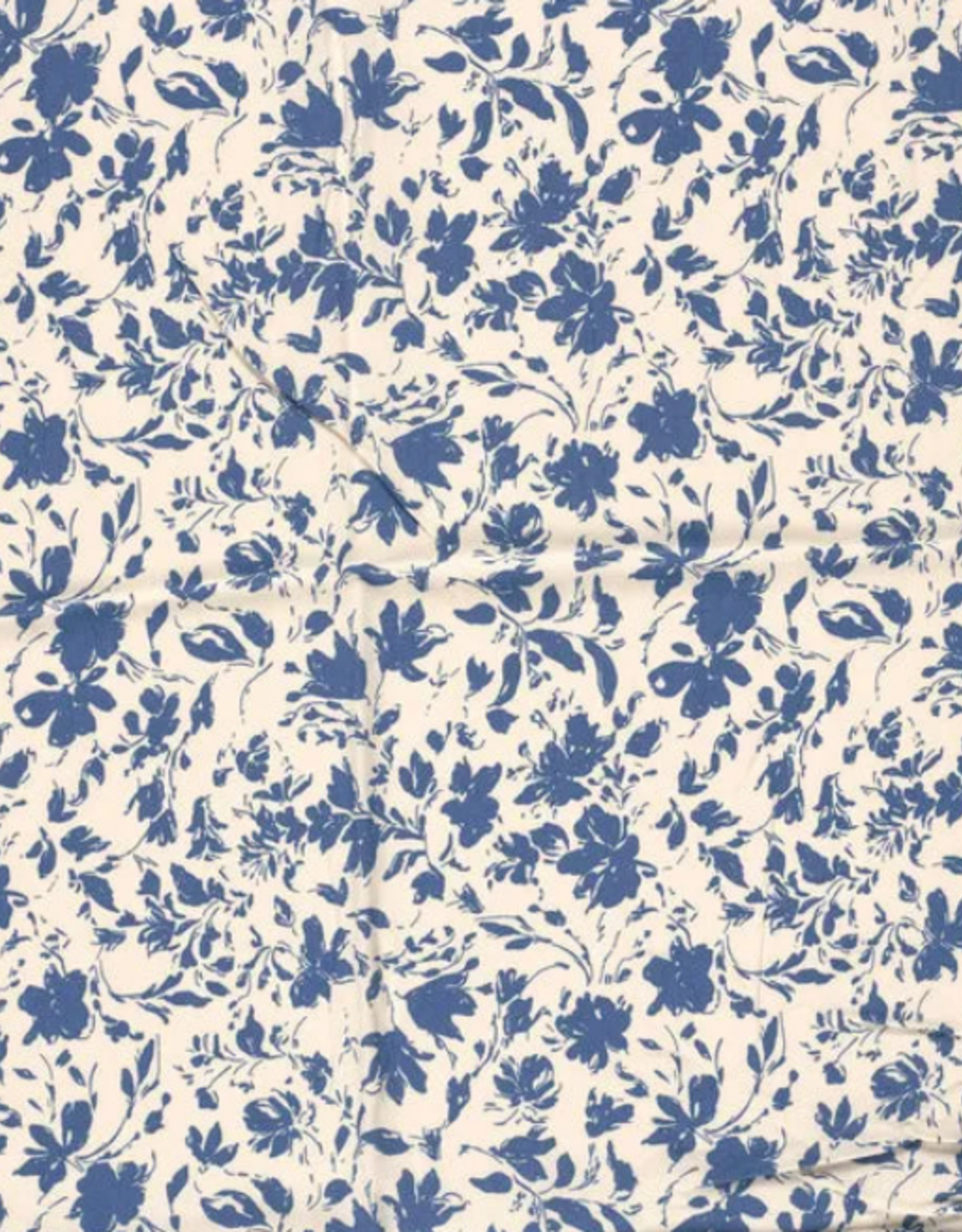 Bamboe poplin bedrukt gebloemd soft blue - My Image