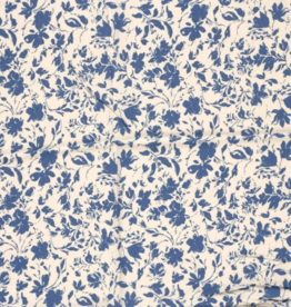 Bamboe poplin bedrukt gebloemd soft blue - My Image