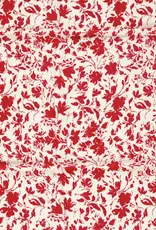 Bamboe poplin bedrukt gebloemd rood