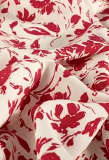 Bamboe poplin bedrukt gebloemd rood