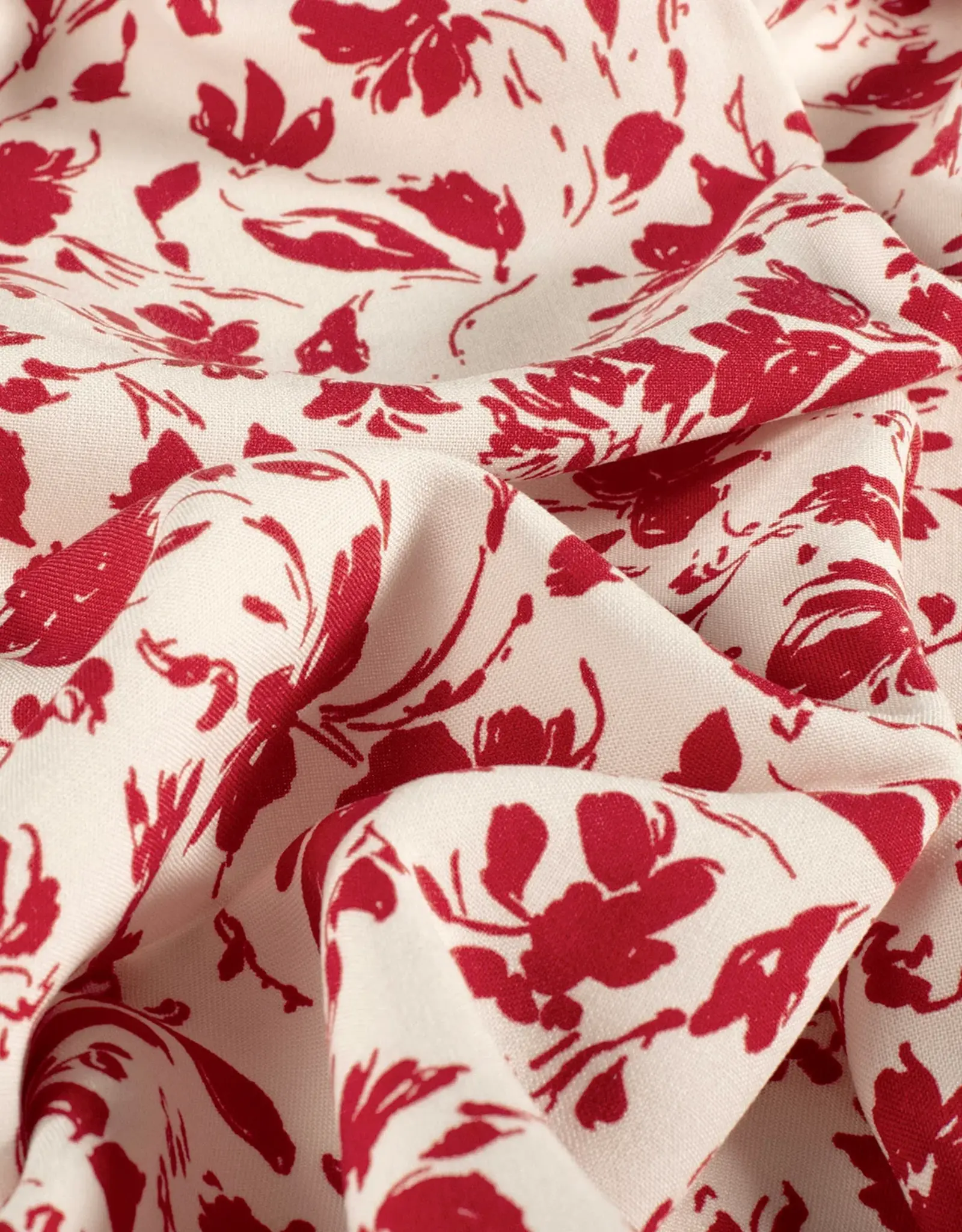 Bamboe poplin bedrukt gebloemd rood