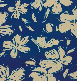 Viscosejersey two-tone kobalt/ecru