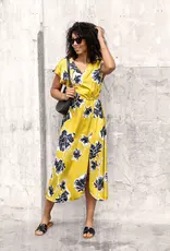 Satijn oker grote bloemen - My Image