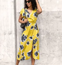 Satijn oker grote bloemen - My Image