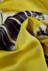 Satijn oker grote bloemen - My Image