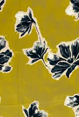 Satijn oker grote bloemen - My Image