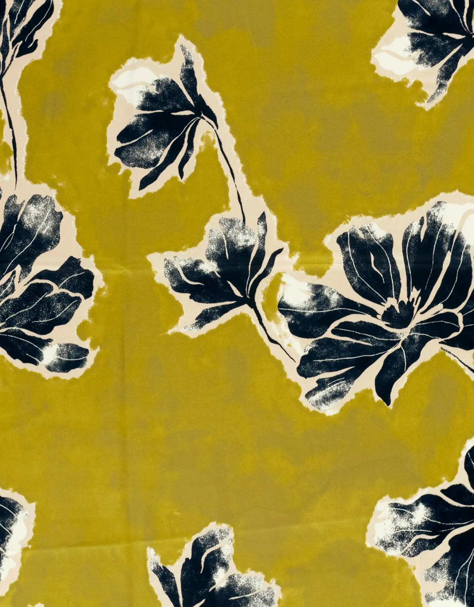 Satijn oker grote bloemen - My Image