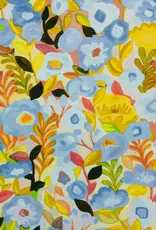 Viscose met subtiele glans schildertafereel pastel geel