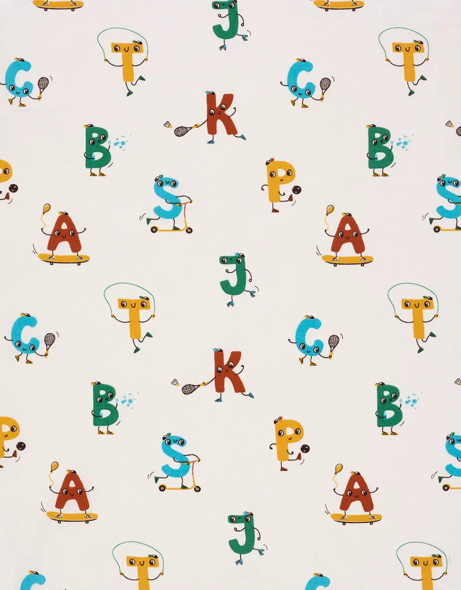 Katoen poplin sportieve alfabet letters