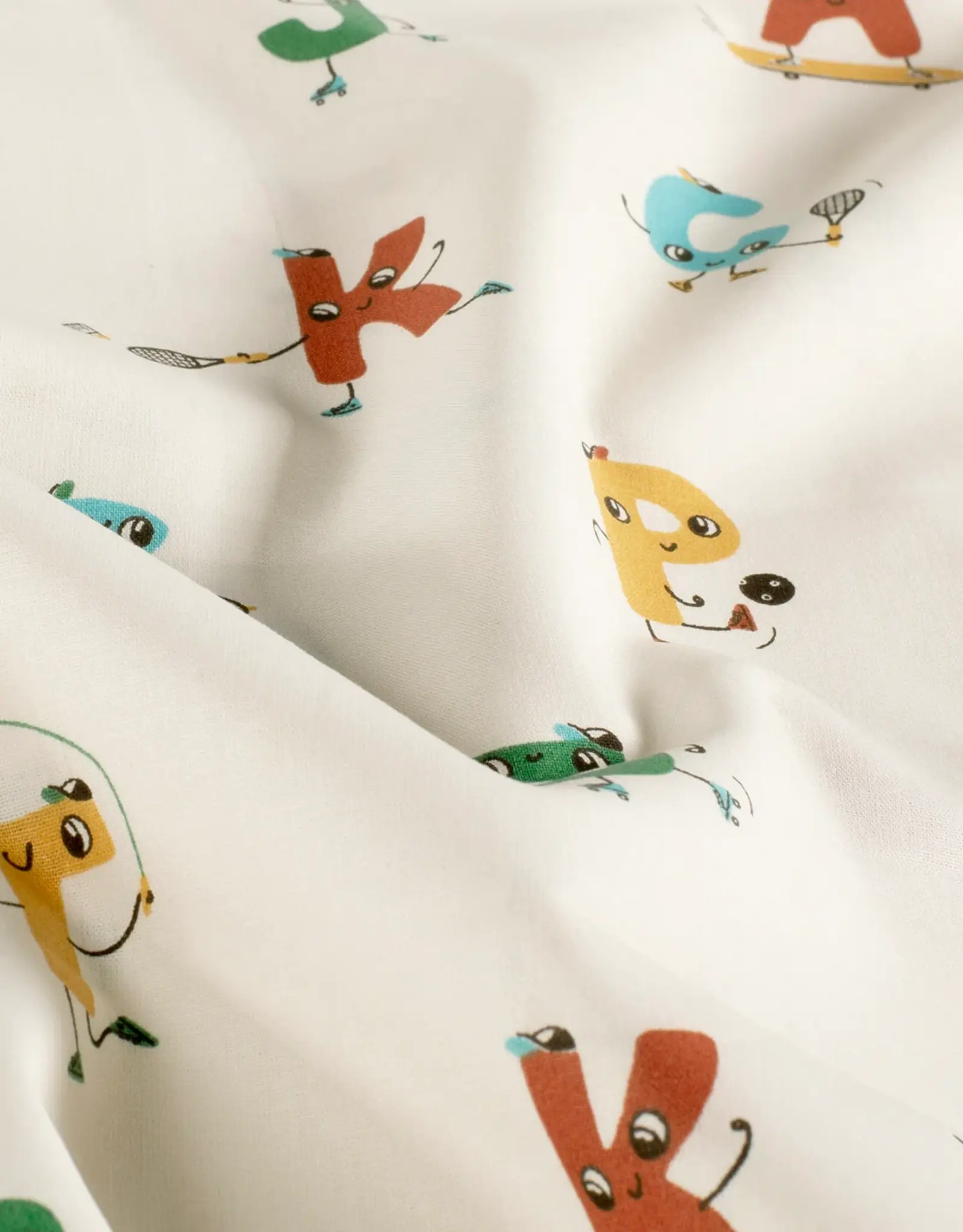 Katoen poplin sportieve alfabet letters