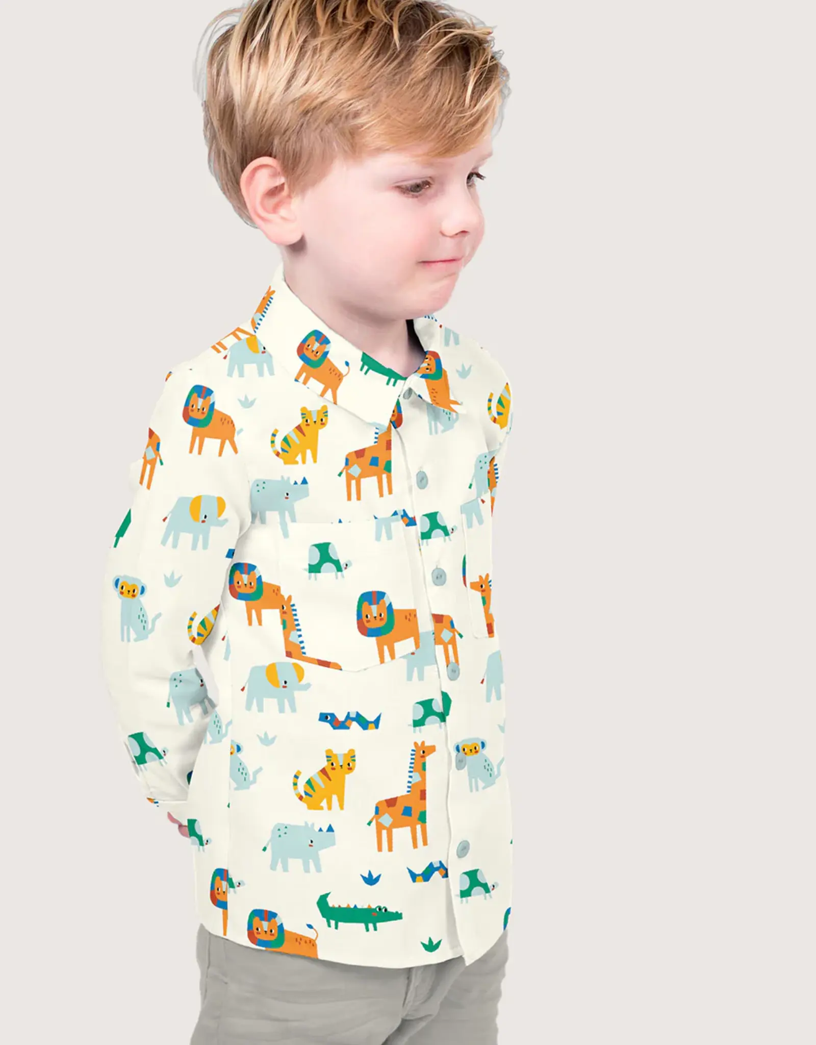 Katoen poplin geblokte dieren