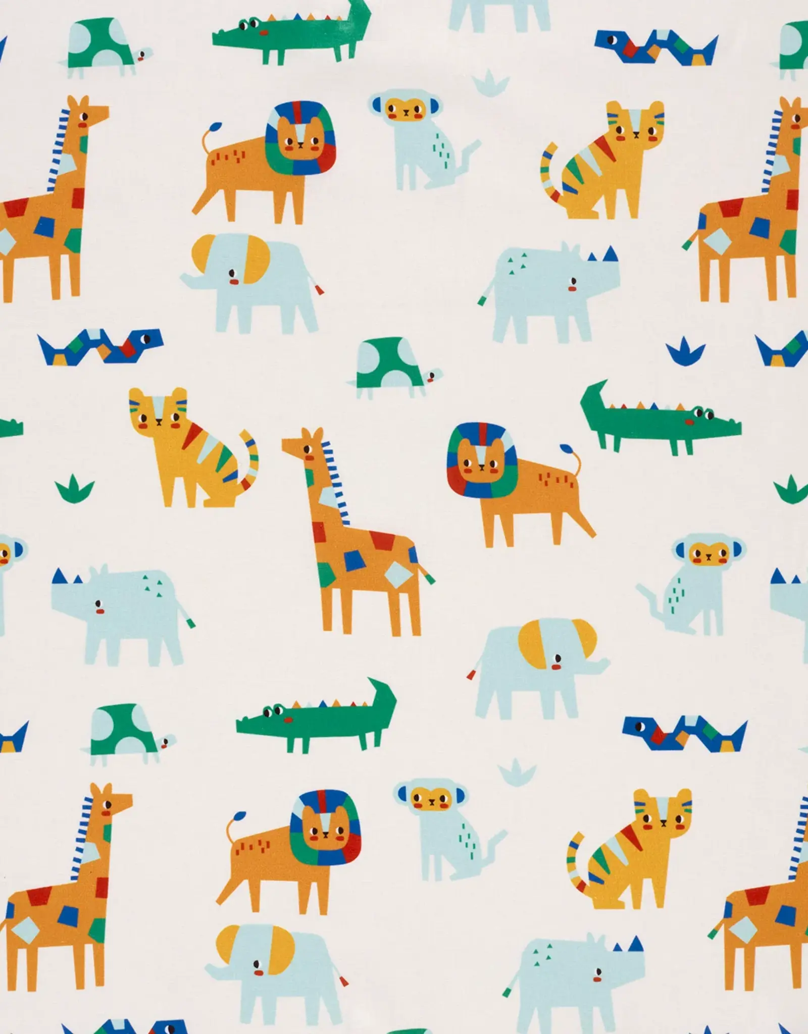 Katoen poplin geblokte dieren