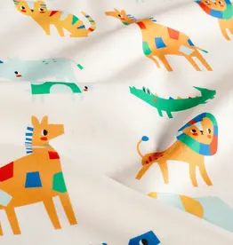 Katoen poplin geblokte dieren