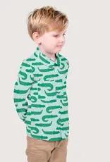 Katoen poplin mint crocodiles krokodillen