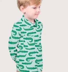 Katoen poplin mint crocodiles krokodillen