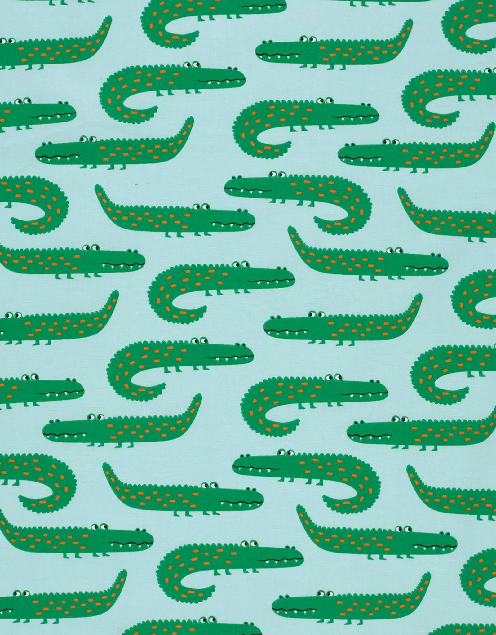 Katoen poplin mint crocodiles krokodillen