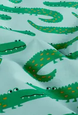 Katoen poplin mint crocodiles krokodillen