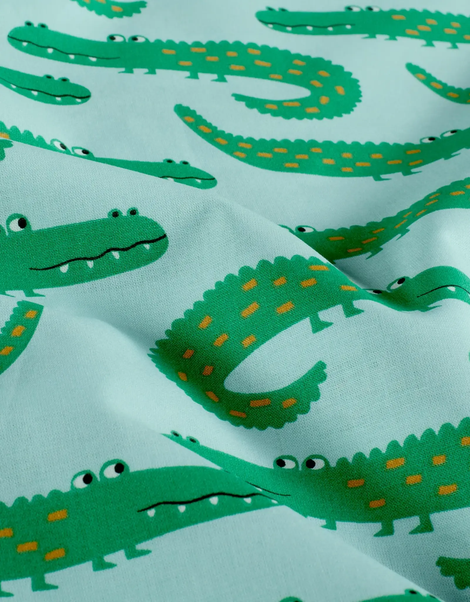 Katoen poplin mint crocodiles krokodillen