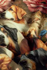 Canvas digitaal bedrukt honden en bloemen