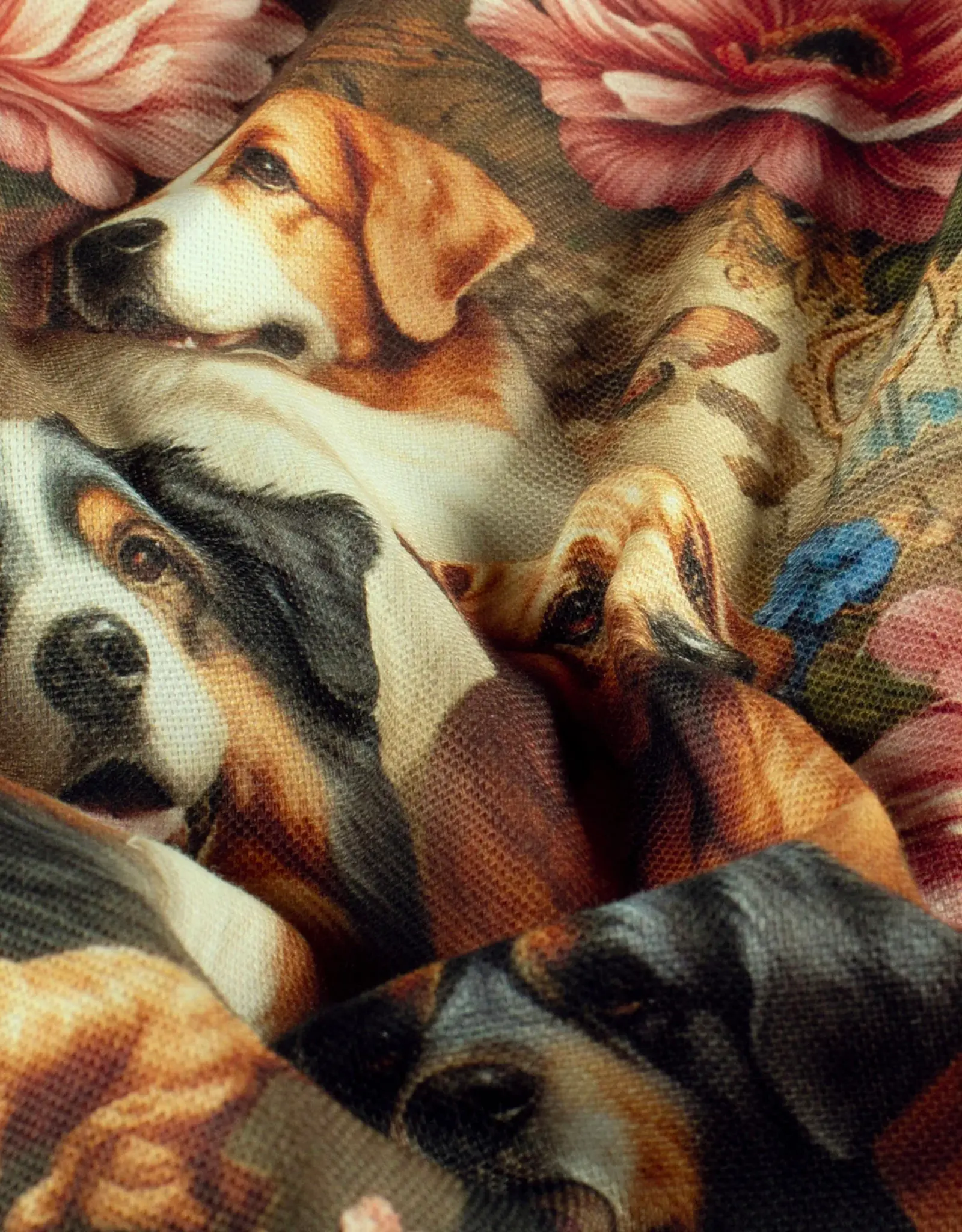 Canvas digitaal bedrukt honden en bloemen