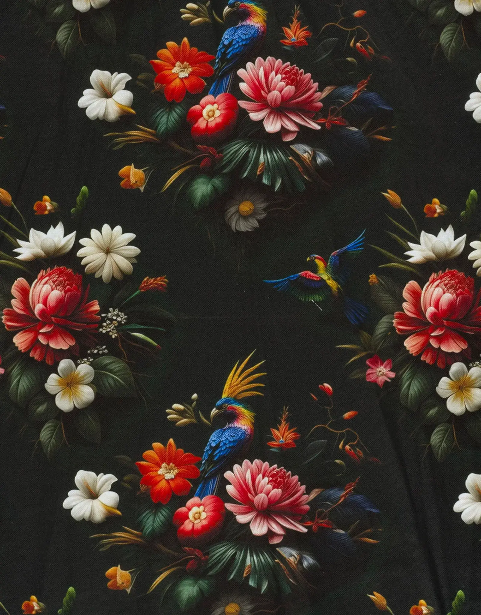 Canvas digitaal bedrukt vogels en bloemen