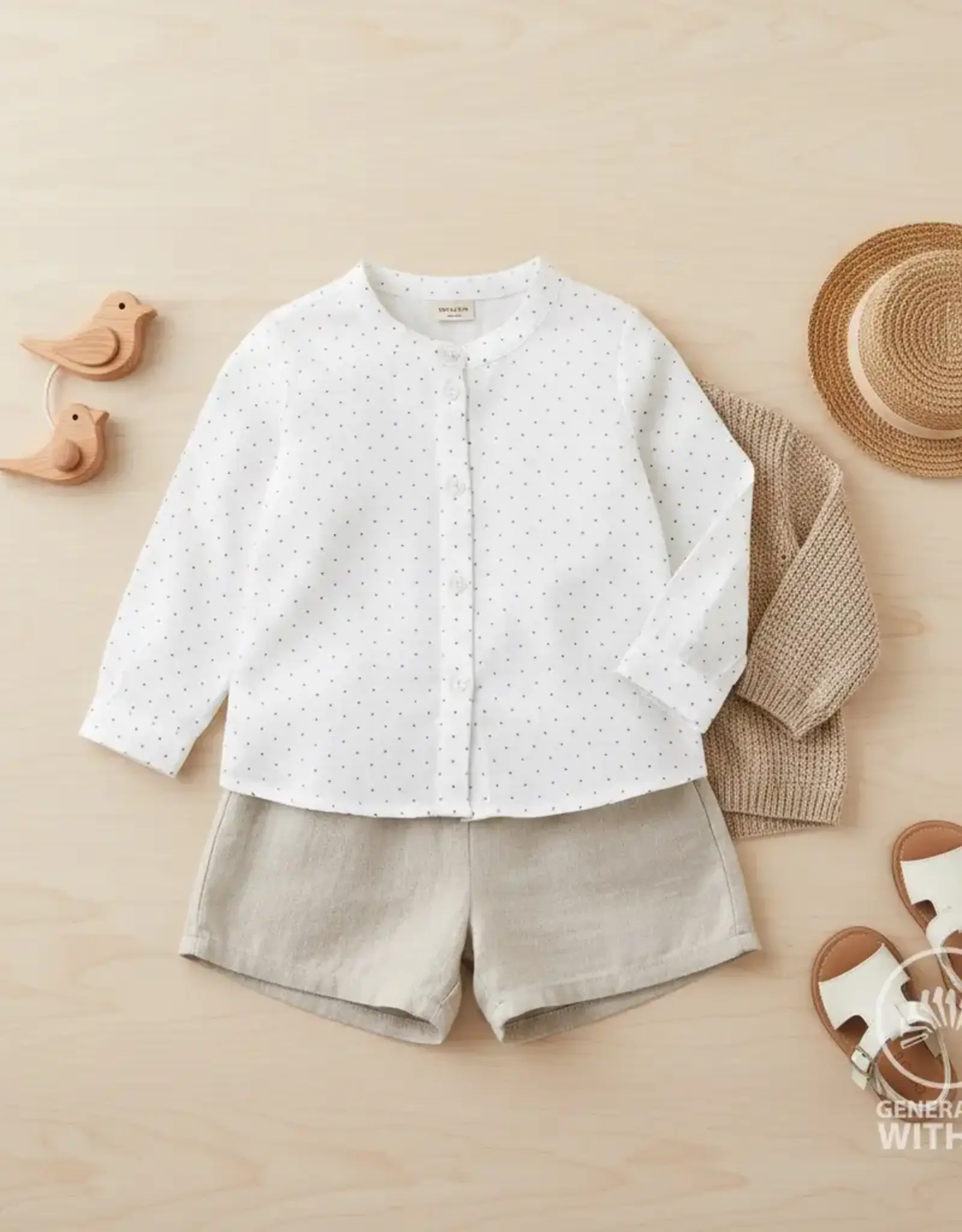 Rib jersey offwhite met studs