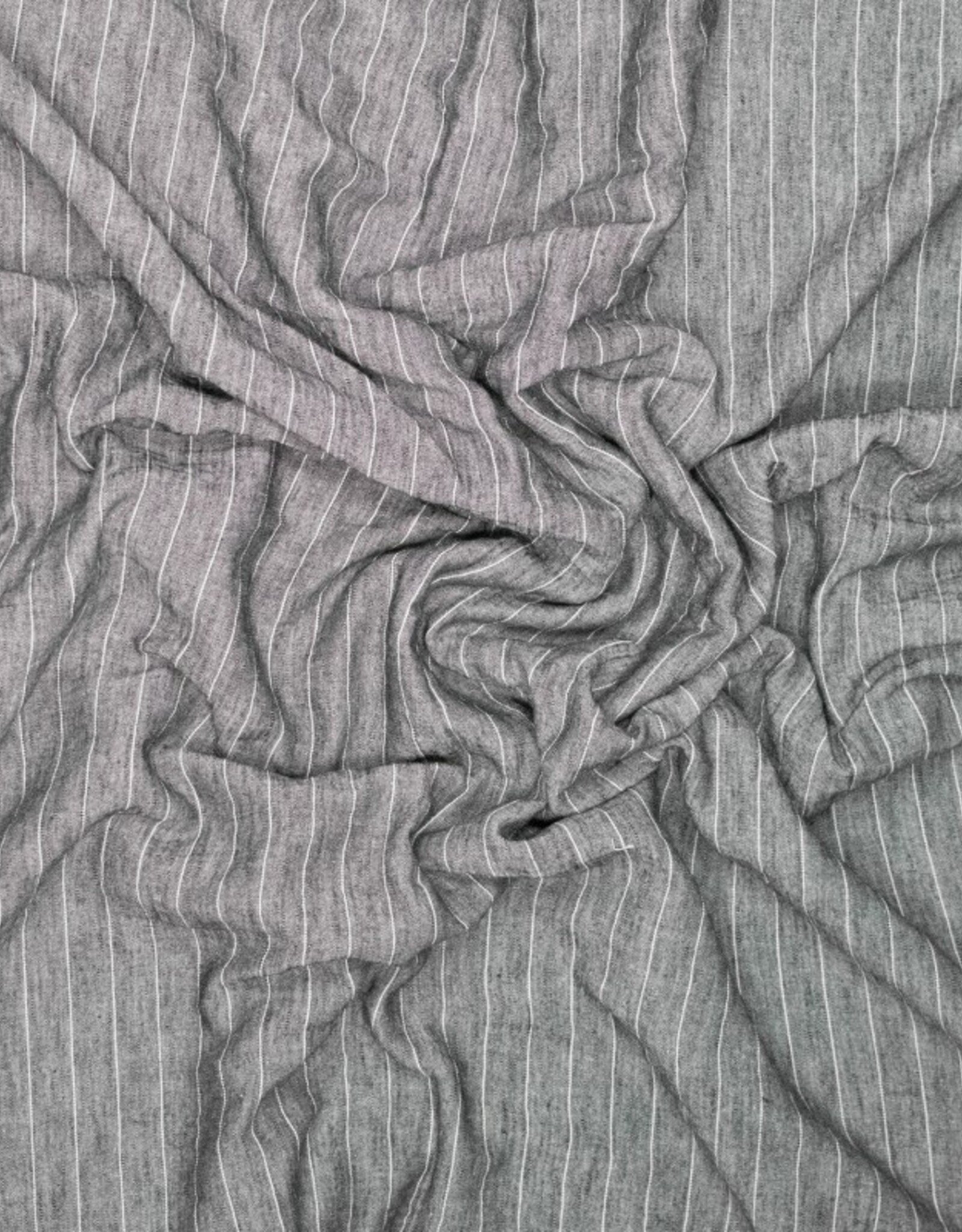 Linnenmengsel met krijtgestreep zwart