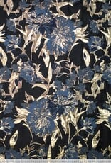 Jacquard grote bloem marine goud folie