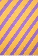 French terry schuine strepen paars/oranje