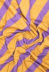 French terry schuine strepen paars/oranje