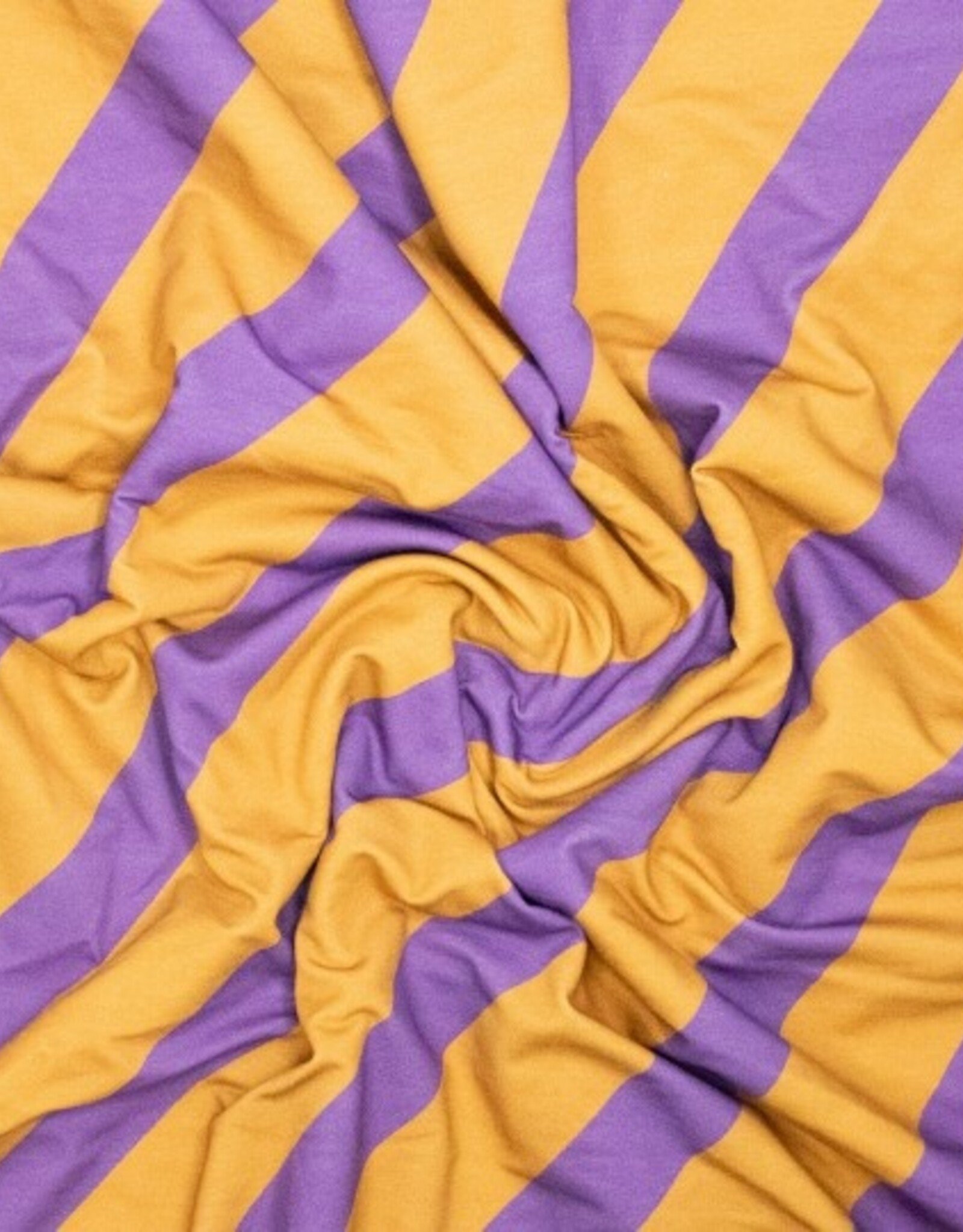 French terry schuine strepen paars/oranje