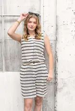 Gehaakt breisel gestreept ecru/marine - My Image