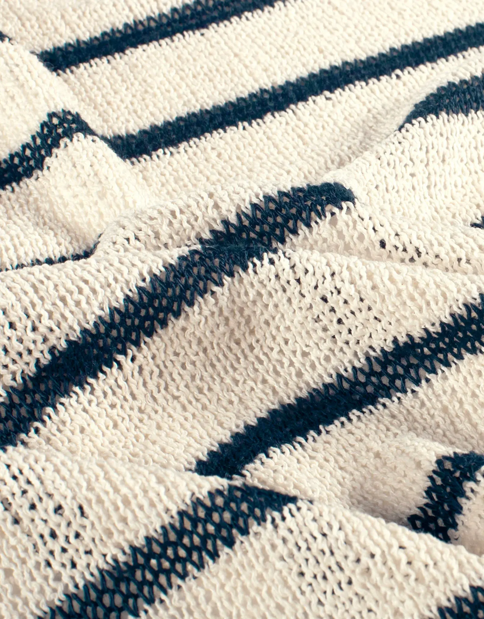 Gehaakt breisel gestreept ecru/marine - My Image