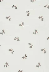 Mousseline wit bedrukt fietsen