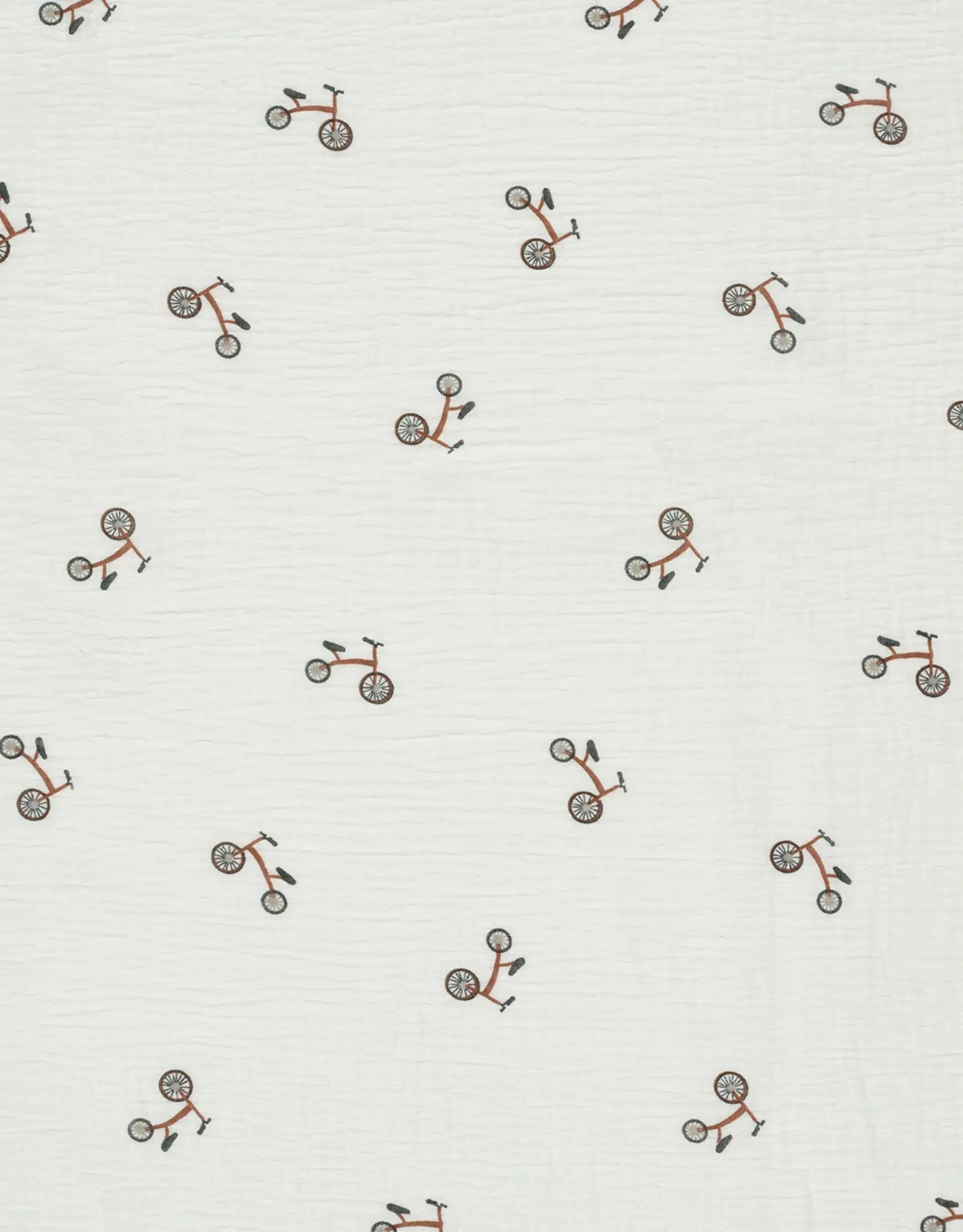 Mousseline wit bedrukt fietsen
