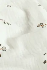Mousseline wit bedrukt fietsen