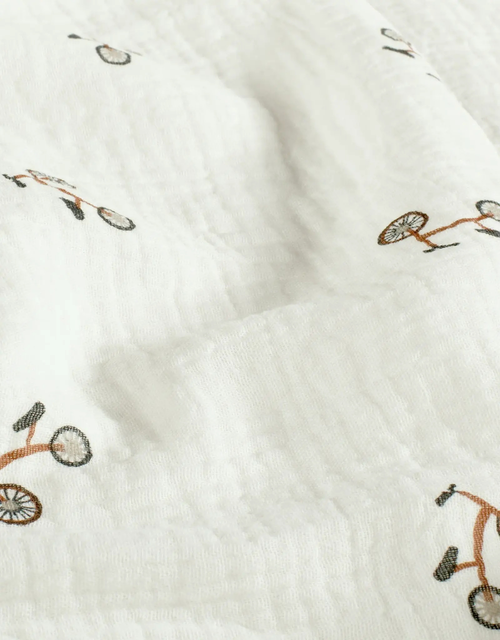 Mousseline wit bedrukt fietsen