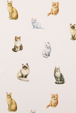Digitaal bedrukt popline katoen wit katten kittens