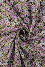 Zacht katoen popline gebloemd retro paars/rood
