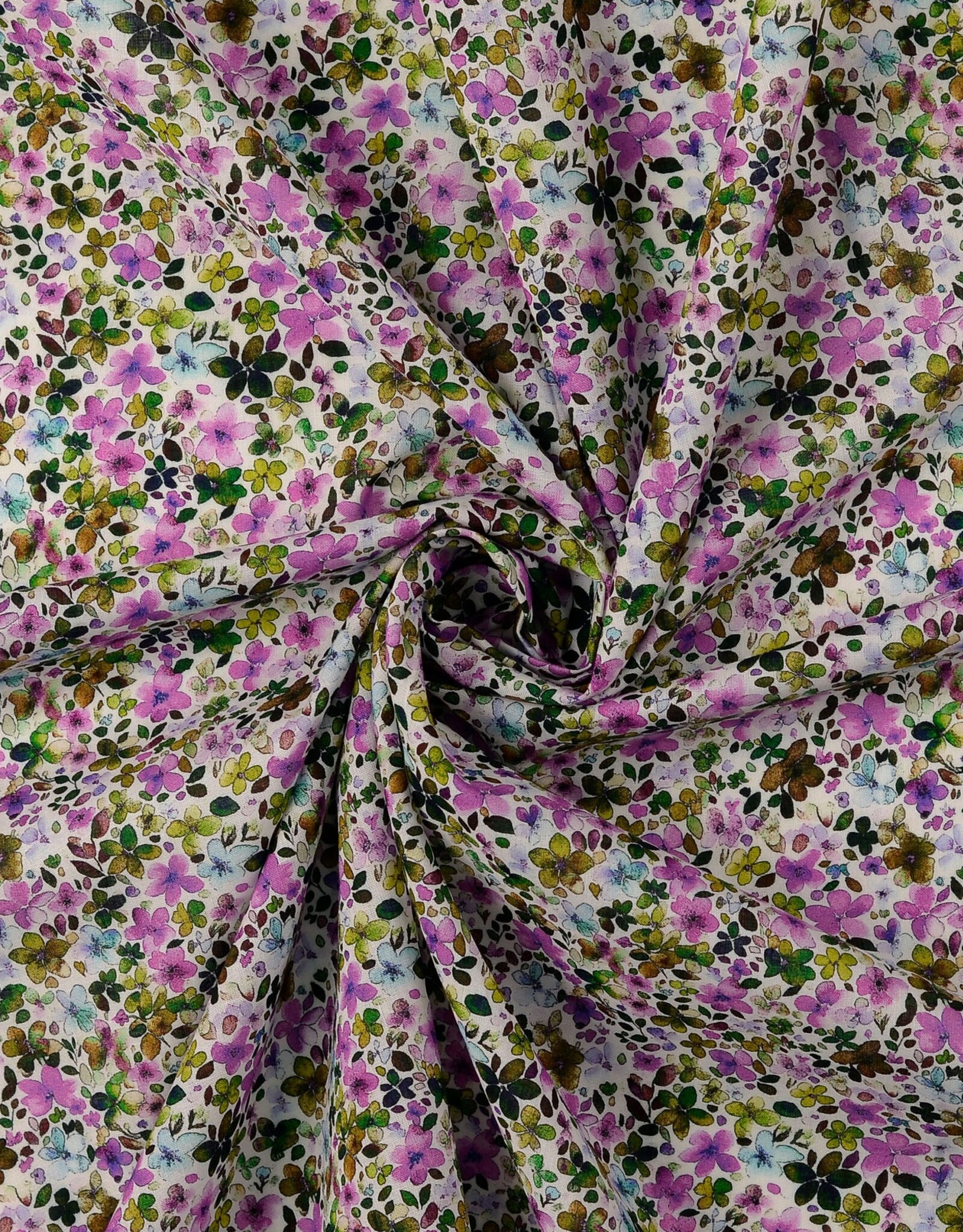 Zacht katoen popline gebloemd retro paars/rood