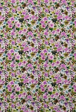 Zacht katoen popline gebloemd retro paars/rood