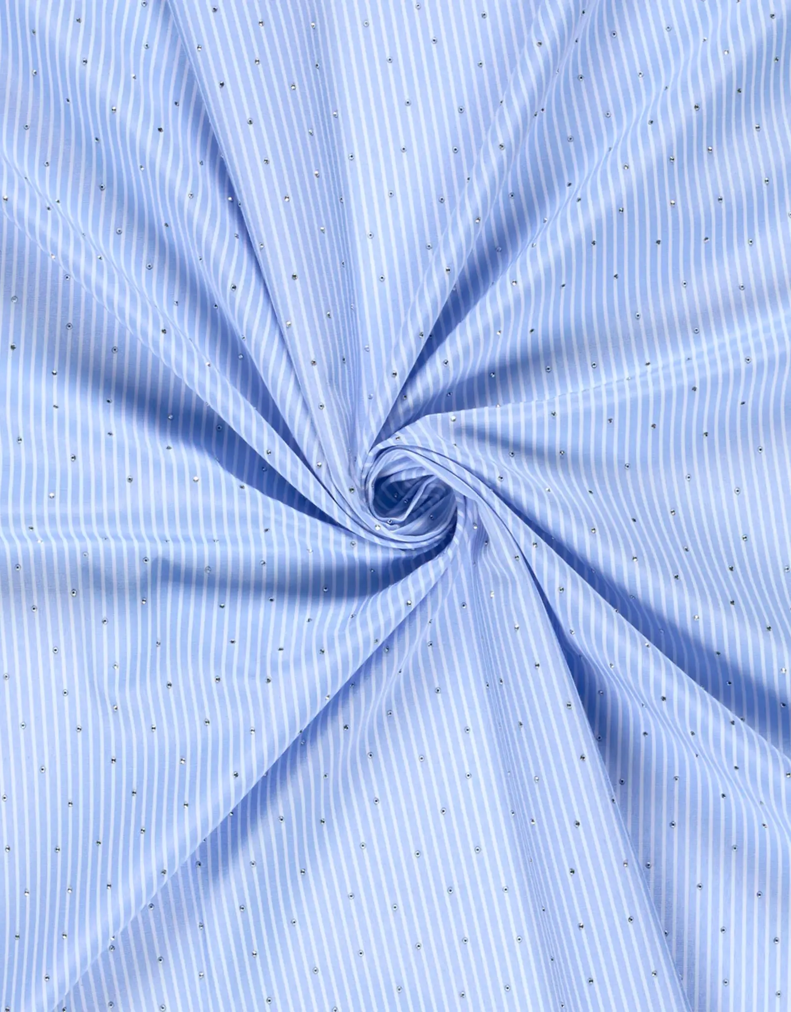 Gestreept katoen blauw/wit met zilver studs
