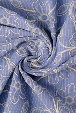 Gestreept katoen jeans met broderie ecru