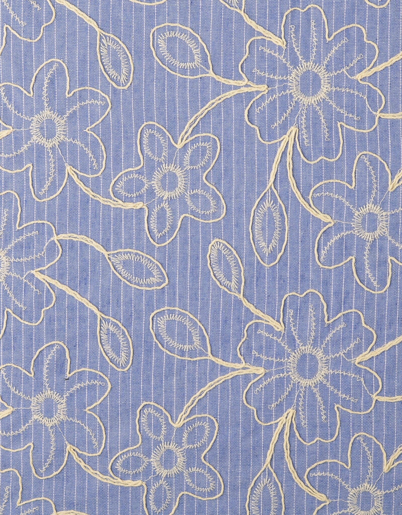 Gestreept katoen jeans met broderie ecru