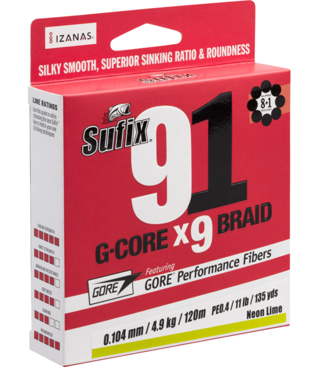 Sufix 91 G-Core 300m Lo-Vis Green